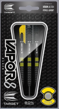 Vapor8 Black Yellow 22 Gramm Steel Tip Darts 80% Tungsten
