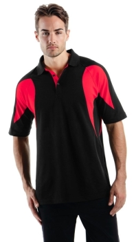 Dartshirt  Polo Shirt Kustom Kit KK410 Schwarz Rot Größe XL