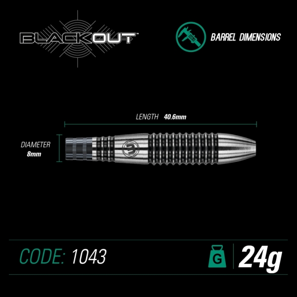 Winmau Blackout 90% Tungsten  Steeldart 24 Gramm Tropfen