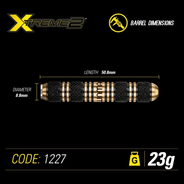 Winmau Xtreme2 Messing Steeldart 23 Gramm geriffelt