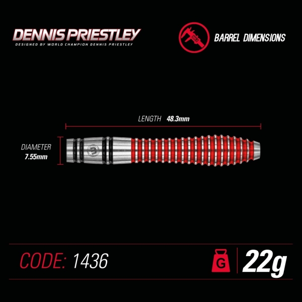 Winmau Dennis Priestley Steeldart  Special Edition 22 Gramm 90% Tungsten