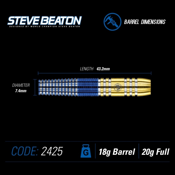 Steve Beaton Softdart 90% Tungsten 20 Gramm Gold Blau