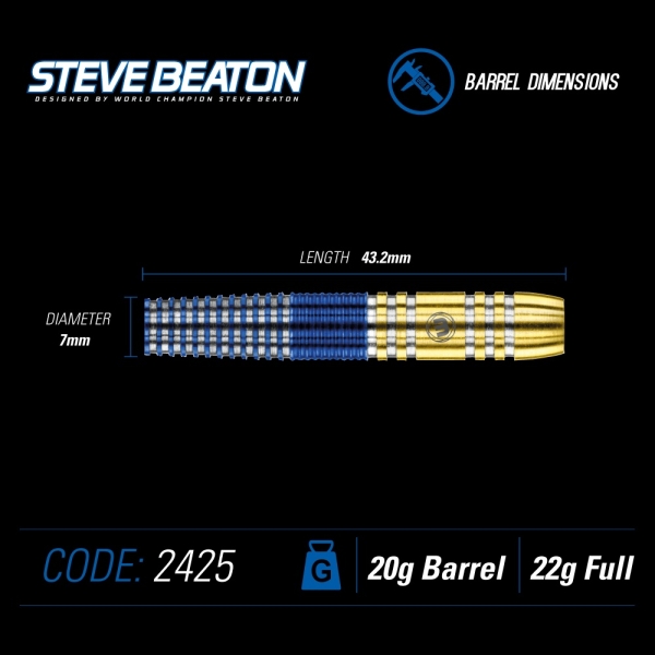 Steve Beaton Softdart 90% Tungsten  22 Gramm Gold Blau