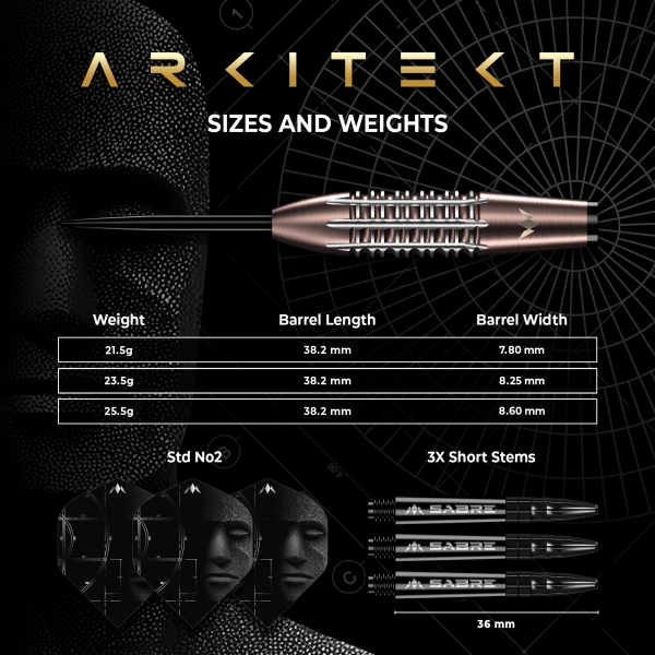 Arkitekt Steeldart 90% Bronze Silica PVD 25.5g