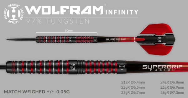 Harrows Wolfram Infinity 97% Steeldarts 26 Gramm