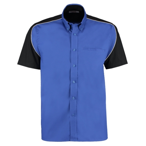 Kustom Kit Shirt KK186 Dart Hemd Blau Schwarz Größe M