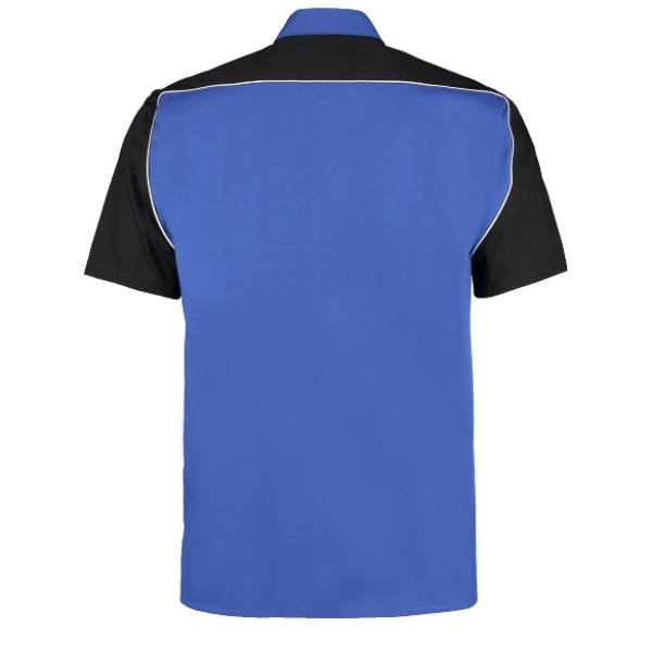 Kustom Kit Shirt KK186 Dart Hemd Blau Schwarz Größe S