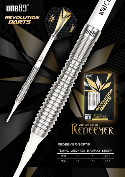 One80 Revolution Dart ReDeemer  90% Tungsten Softdart Barrelgewicht 18 Gramm
