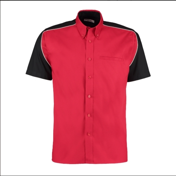 Kustom Kit Shirt KK186 Dart Hemd Rot Schwarz Größe L
