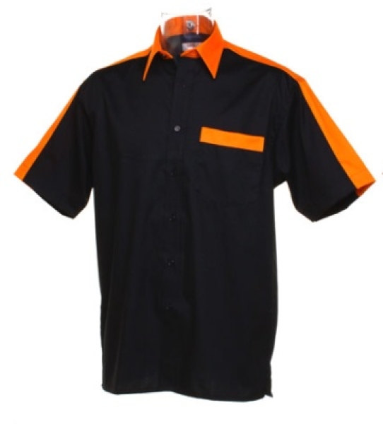 Darthemd TEAM SHIRT Kustom Kit Dart Shirt KK175 Größe M Schwarz Orange