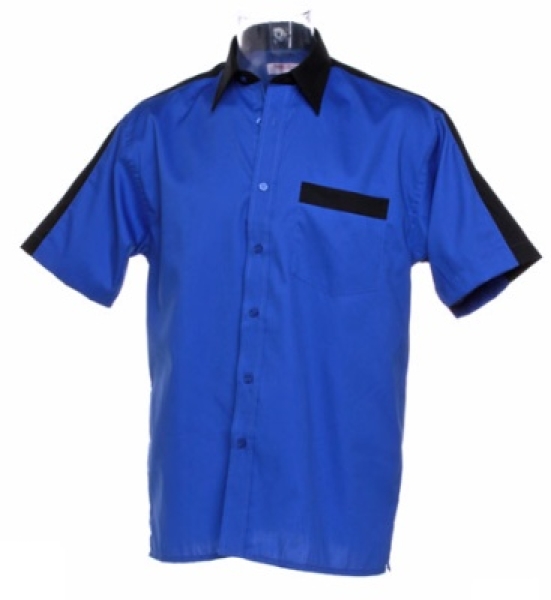 Darthemd TEAM SHIRT Kustom Kit Dart Shirt KK175 Blau-Schwarz Größe M