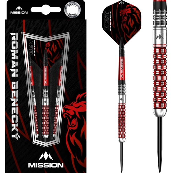 Mission Roman Benecky 90% Black/Red Steeldarts 22g