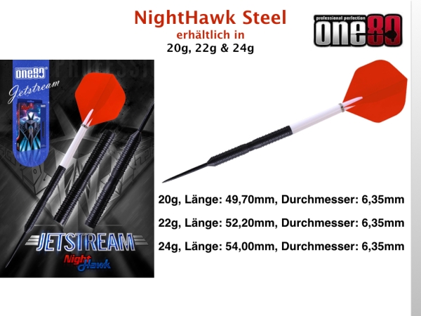 One80 Night Hawk Jetstream 90% Tungsten Steeldart 20 Gramm Schwarz