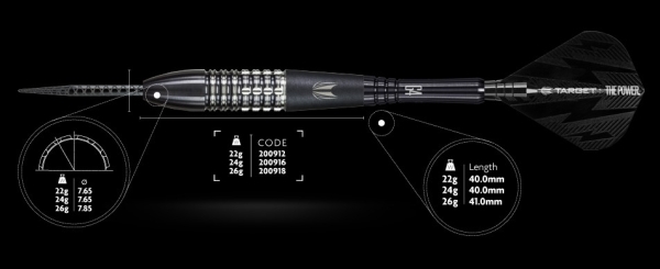 Target Phil Taylor Power 9Five Gen 4 Steeldart  95% Tungsten 22 Gramm